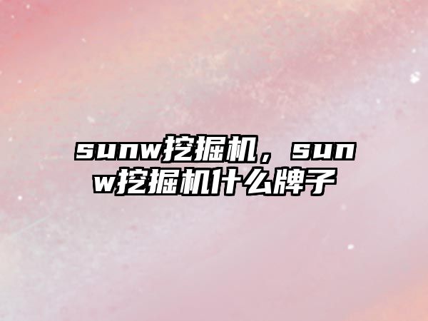 sunw挖掘機，sunw挖掘機什么牌子